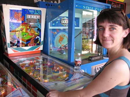 Rene Playing Pinball